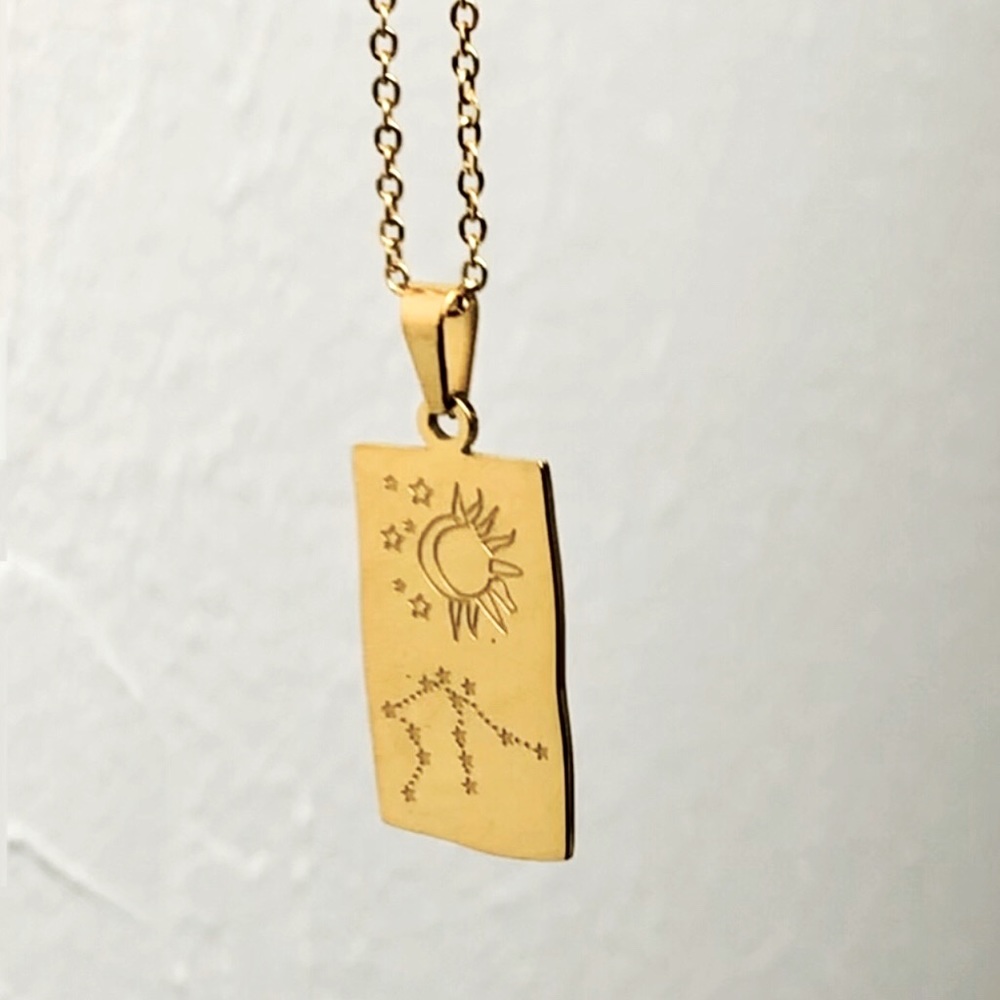 AQUARIUS • 18K Gold Plated Pendant  • Necklace 410+65mm Chain 🤍